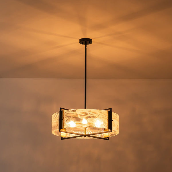 Chandelierias - Modern 6 - Light Cloud Glass Drum Pendant Chandelier - Chandeliers - 6 Bulbs -