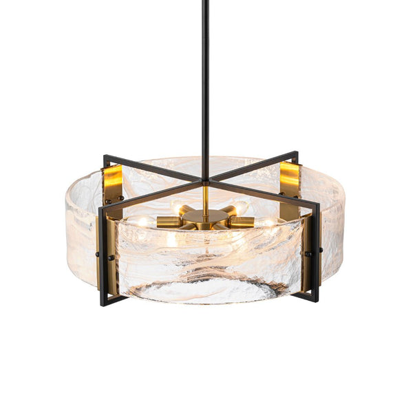 Chandelierias - Modern 6 - Light Cloud Glass Drum Pendant Chandelier - Chandeliers - 6 Bulbs -