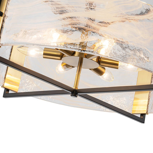 Chandelierias - Modern 6 - Light Cloud Glass Drum Pendant Chandelier - Chandeliers - 6 Bulbs -