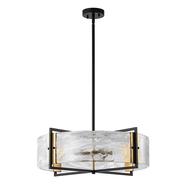 Chandelierias - Modern 6 - Light Cloud Glass Drum Pendant Chandelier - Chandeliers - 6 Bulbs -