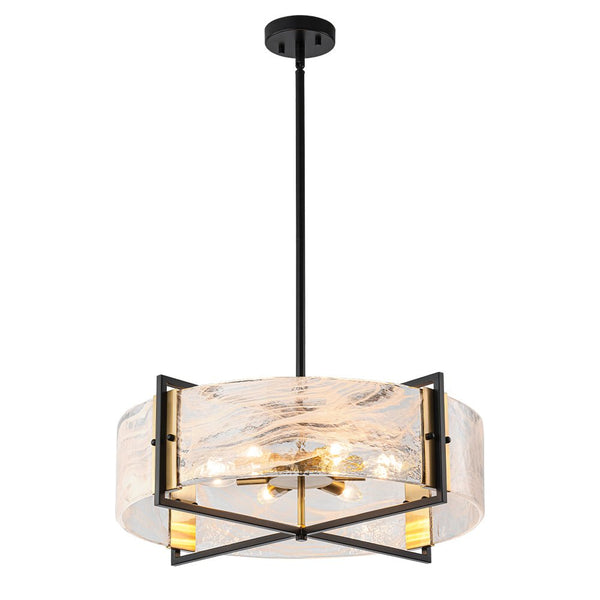 Chandelierias - Modern 6 - Light Cloud Glass Drum Pendant Chandelier - Chandeliers - 6 Bulbs -