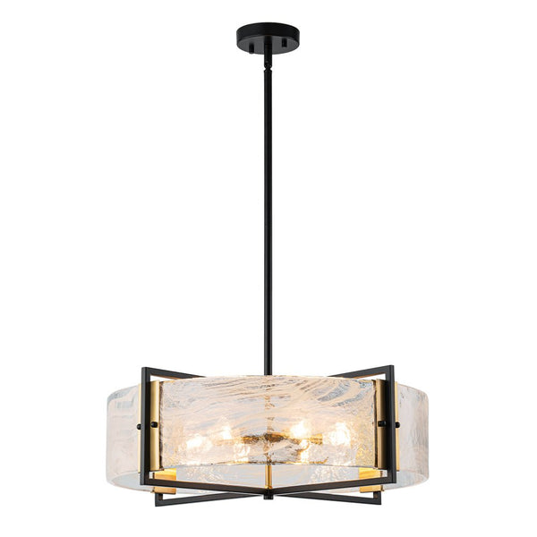 Chandelierias - Modern 6 - Light Cloud Glass Drum Pendant Chandelier - Chandeliers - 6 Bulbs -