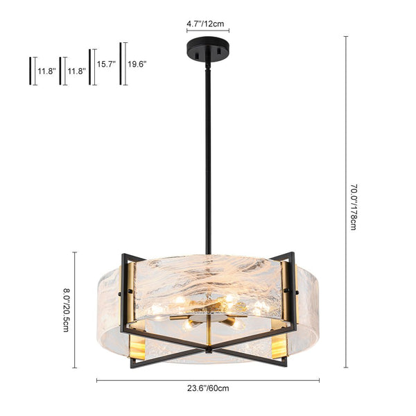 Chandelierias - Modern 6 - Light Cloud Glass Drum Pendant Chandelier - Chandeliers - 6 Bulbs -