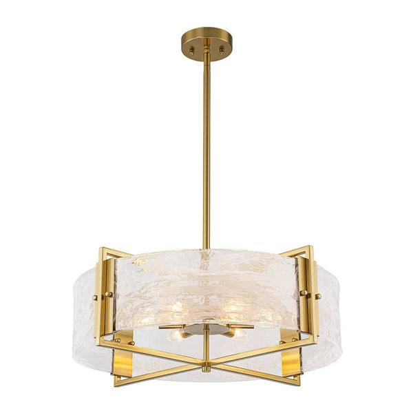 Chandelierias - Modern 6 - Light Cloud Glass Drum Pendant Chandelier - Chandeliers - 6 Bulbs - Gold