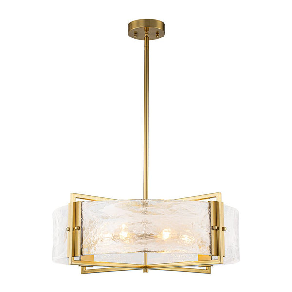 Chandelierias - Modern 6 - Light Cloud Glass Drum Pendant Chandelier - Chandeliers - 6 Bulbs - Gold
