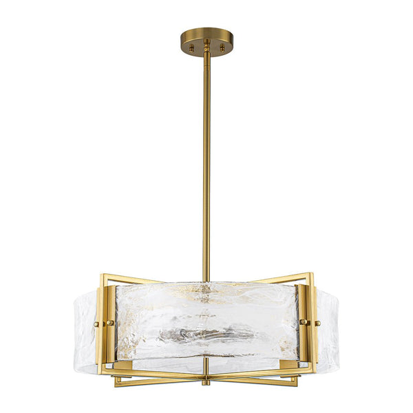 Chandelierias - Modern 6 - Light Cloud Glass Drum Pendant Chandelier - Chandeliers - 6 Bulbs - Gold