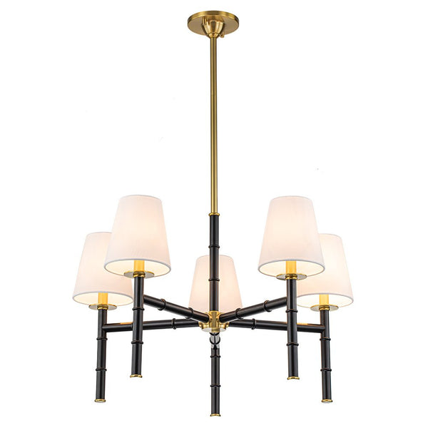 Chandelierias-Modern 6-Light Cone Brass & Black Sculptural Chandelier-Chandeliers-Brass & Black-