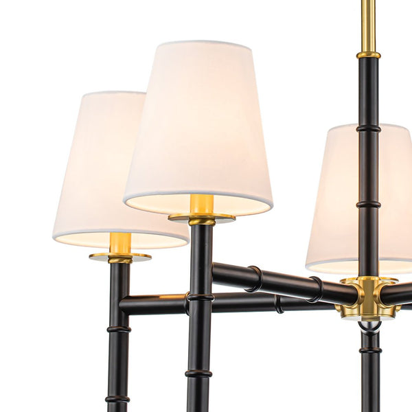 Chandelierias-Modern 6-Light Cone Brass & Black Sculptural Chandelier-Chandeliers-Brass & Black-