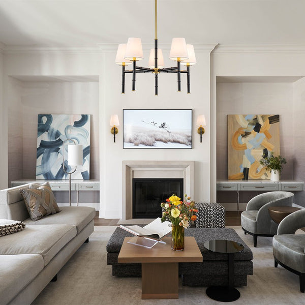 Chandelierias-Modern 6-Light Cone Brass & Black Sculptural Chandelier-Chandeliers-Brass & Black-