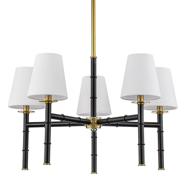 Chandelierias-Modern 6-Light Cone Brass & Black Sculptural Chandelier-Chandeliers-Brass & Black-