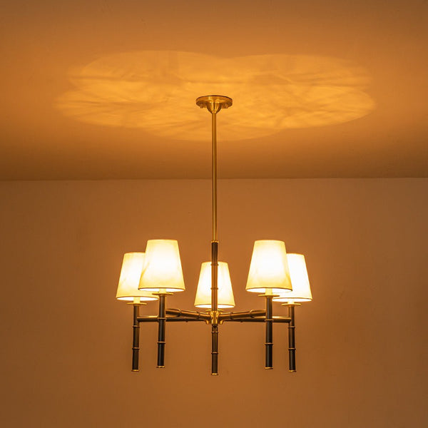 Chandelierias-Modern 6-Light Cone Brass & Black Sculptural Chandelier-Chandeliers-Brass & Black-