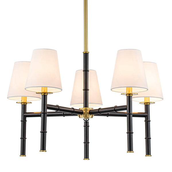Chandelierias-Modern 6-Light Cone Brass & Black Sculptural Chandelier-Chandeliers-Brass & Black-