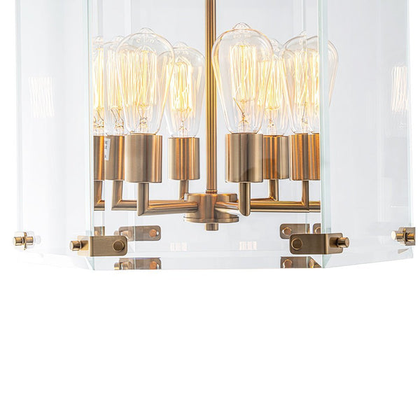 Chandelierias - Modern 6 - Light Hexagon Clear Glass Pendant Chandelier - Pendant - Brass and Black -