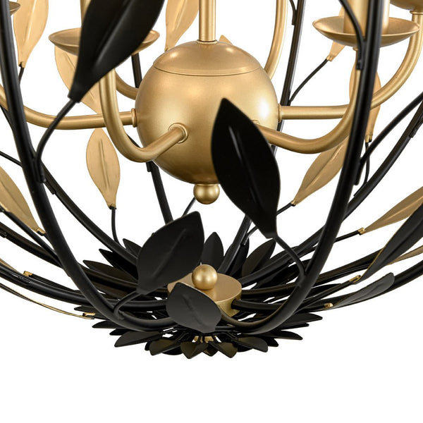 Chandelierias - Modern 6 - Light Metal Leaves Sphere Pendant - Chandeliers - 20.9in -