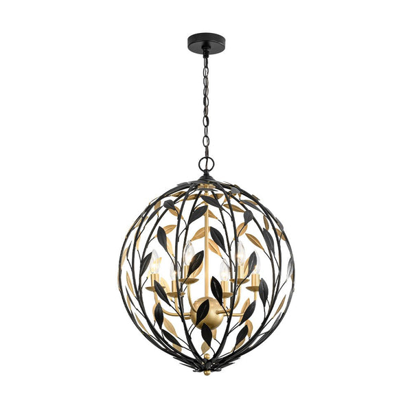 Chandelierias - Modern 6 - Light Metal Leaves Sphere Pendant - Chandeliers - 20.9in -