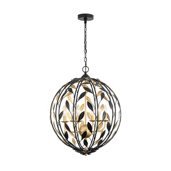 Chandelierias - Modern 6 - Light Metal Leaves Sphere Pendant - Chandeliers - 20.9in -