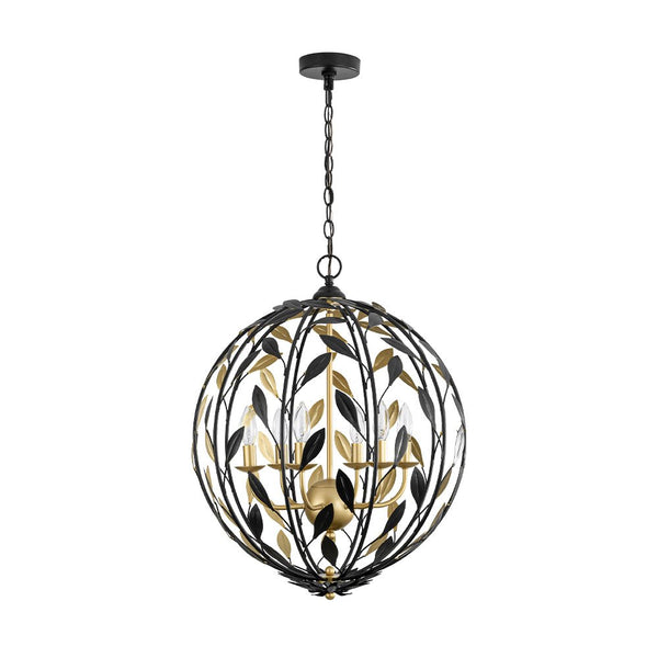 Chandelierias - Modern 6 - Light Metal Leaves Sphere Pendant - Chandeliers - 20.9in -