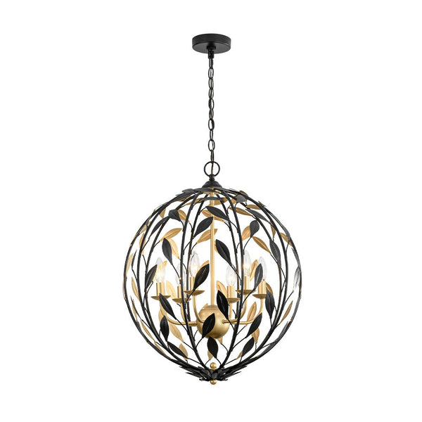 Chandelierias - Modern 6 - Light Metal Leaves Sphere Pendant - Chandeliers - 20.9in -