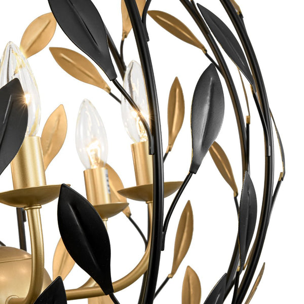 Chandelierias - Modern 6 - Light Metal Leaves Sphere Pendant - Chandeliers - 20.9in -