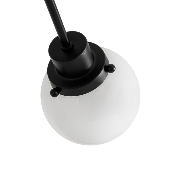 Chandelierias - Modern 6 - Light Milky White Jade - Like Glass Sputnik Semi - Flush Mount - Semi Flush - Starry Black -