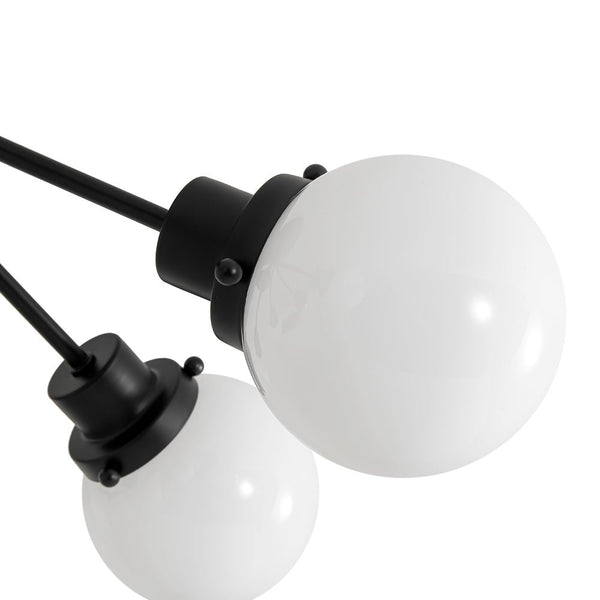 Chandelierias - Modern 6 - Light Milky White Jade - Like Glass Sputnik Semi - Flush Mount - Semi Flush - Starry Black -