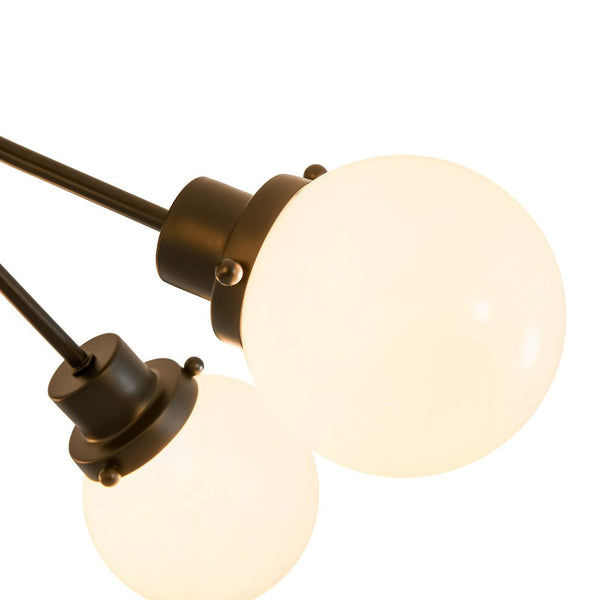 Chandelierias - Modern 6 - Light Milky White Jade - Like Glass Sputnik Semi - Flush Mount - Semi Flush - Starry Black -