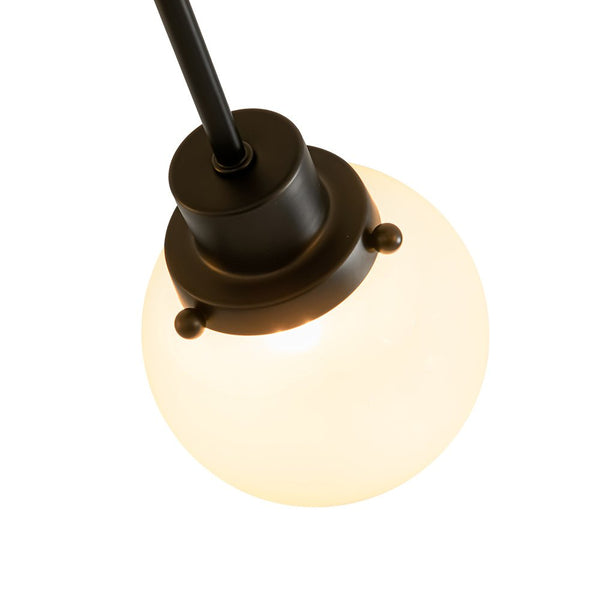 Chandelierias - Modern 6 - Light Milky White Jade - Like Glass Sputnik Semi - Flush Mount - Semi Flush - Starry Black -