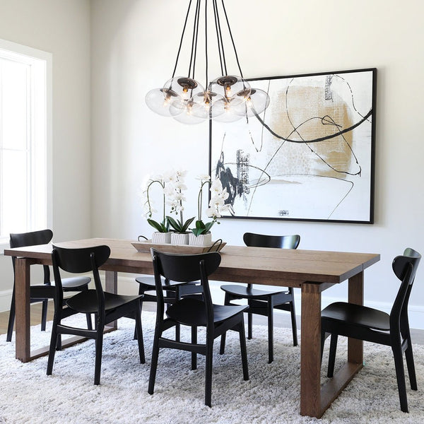 Chandelierias - Modern 7 - Light Clear Oval Glass Cluster Bubble Chandelier - Chandeliers - Matte Black -