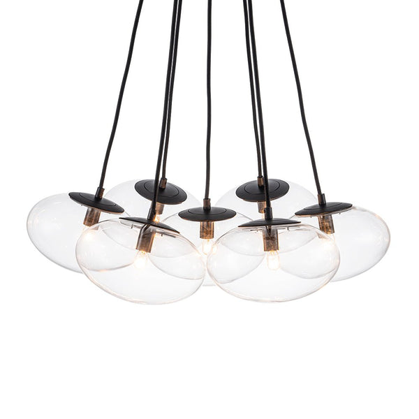 Chandelierias - Modern 7 - Light Clear Oval Glass Cluster Bubble Chandelier - Chandeliers - Matte Black -