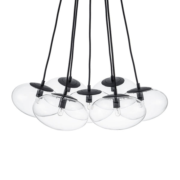 Chandelierias - Modern 7 - Light Clear Oval Glass Cluster Bubble Chandelier - Chandeliers - Matte Black -