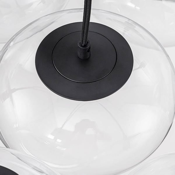 Chandelierias - Modern 7 - Light Clear Oval Glass Cluster Bubble Chandelier - Chandeliers - Matte Black -