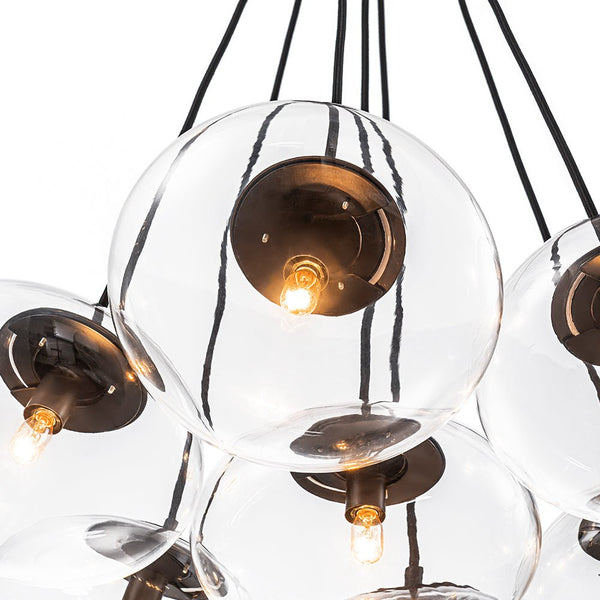 Chandelierias - Modern 7 - Light Clear Oval Glass Cluster Bubble Chandelier - Chandeliers - Matte Black -
