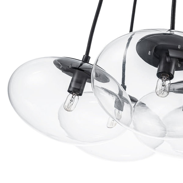 Chandelierias - Modern 7 - Light Clear Oval Glass Cluster Bubble Chandelier - Chandeliers - Matte Black -