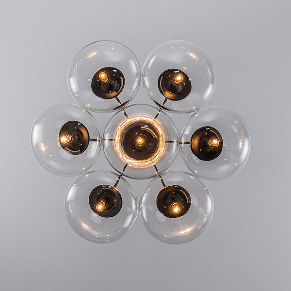 Chandelierias - Modern 7 - Light Clear Oval Glass Cluster Bubble Chandelier - Chandeliers - Matte Black -