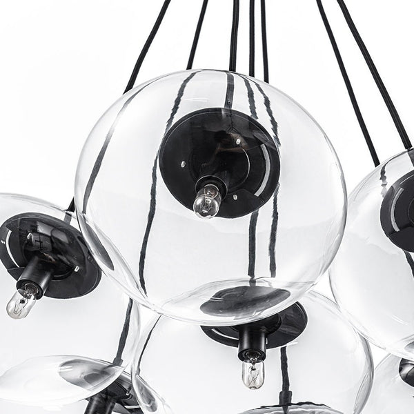 Chandelierias - Modern 7 - Light Clear Oval Glass Cluster Bubble Chandelier - Chandeliers - Matte Black -