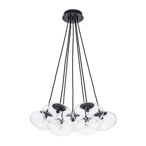 Chandelierias - Modern 7 - Light Clear Oval Glass Cluster Bubble Chandelier - Chandeliers - Matte Black -