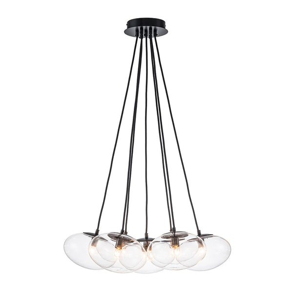 Chandelierias - Modern 7 - Light Clear Oval Glass Cluster Bubble Chandelier - Chandeliers - Matte Black -