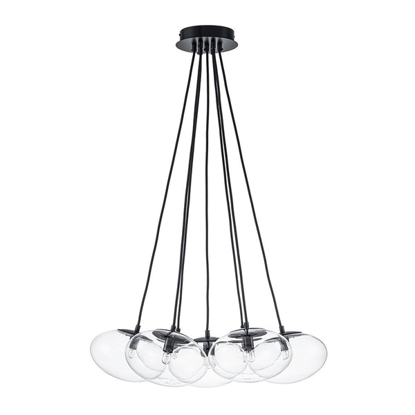 Chandelierias - Modern 7 - Light Clear Oval Glass Cluster Bubble Chandelier - Chandeliers - Matte Black -
