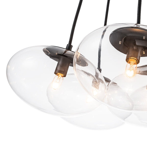 Chandelierias - Modern 7 - Light Clear Oval Glass Cluster Bubble Chandelier - Chandeliers - Matte Black -