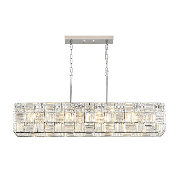 Chandelierias - Modern 8 - Light Crystal Grid Rectangle Chandelier - Chandelier - Polished Nickel -