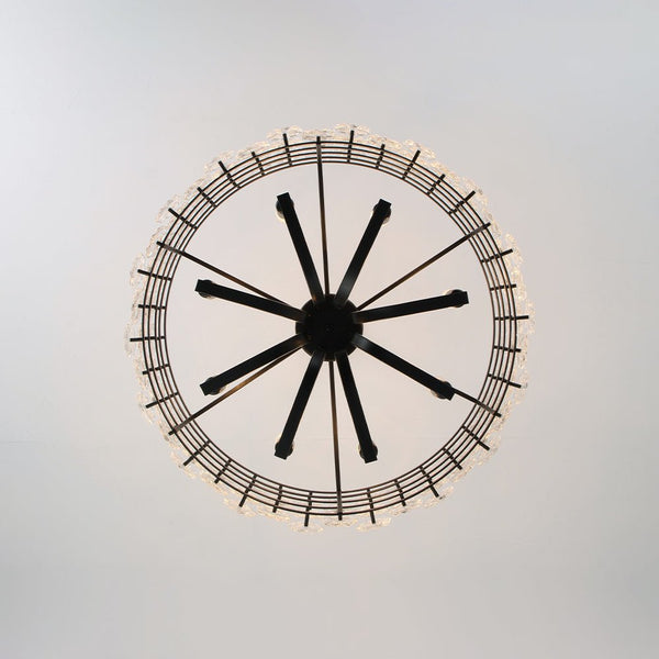 Chandelierias - Modern 8 - Light Dimmable Flower Glass Drum Pendant Chandelier - Pendant - Black -