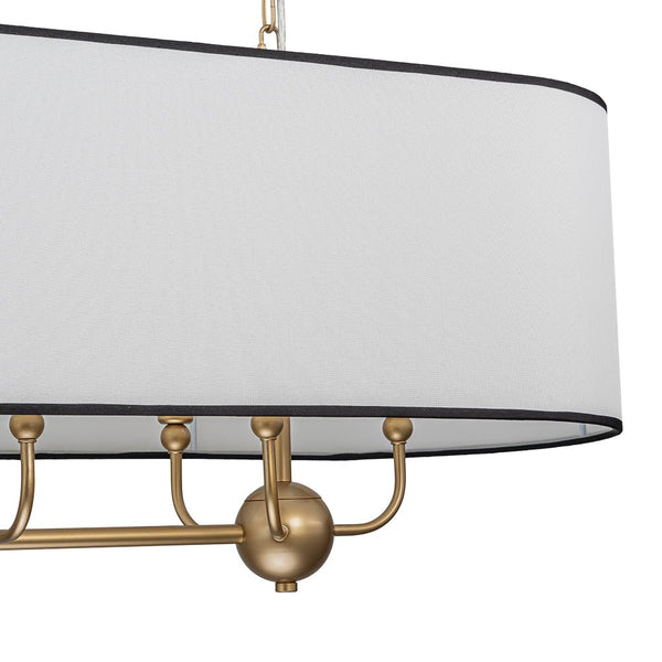 Chandelierias - Modern 8 - Light Fabric Shade Oval Drum Linear Chandelier - Chandelier - Brushed Brass -