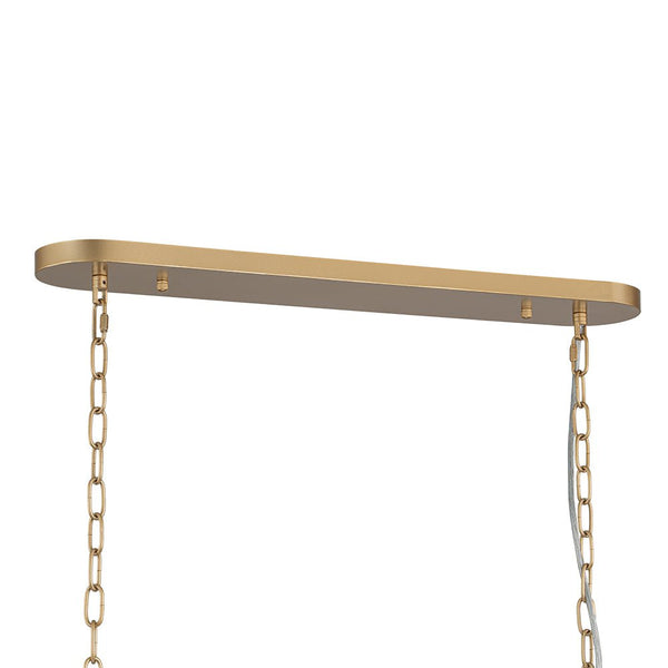 Chandelierias - Modern 8 - Light Fabric Shade Oval Drum Linear Chandelier - Chandelier - Brushed Brass -