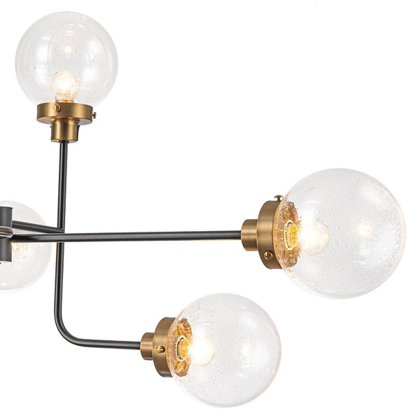 Chandelierias - Modern 8 - Light Linear Seeded Glass Globe Chandelier - Chandelier - Black & Brass -