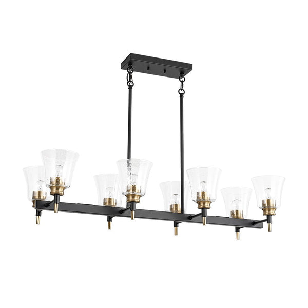 Chandelierias - Modern 8 - Light Seedy Bell Glass Kitchen Island Chandelier - Chandeliers - Black & Gold -