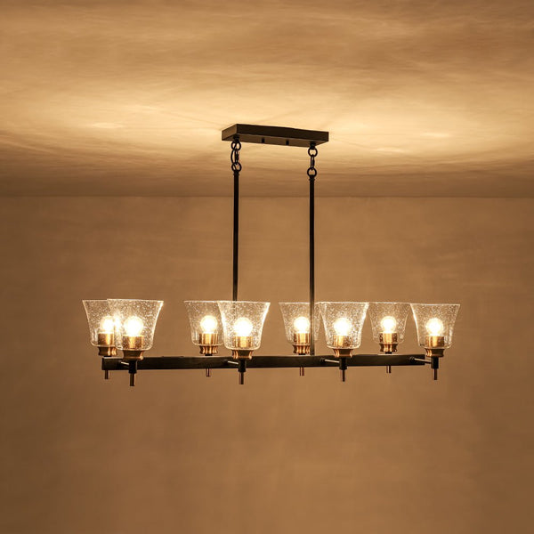 Chandelierias - Modern 8 - Light Seedy Bell Glass Kitchen Island Chandelier - Chandeliers - Black & Gold -
