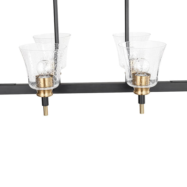 Chandelierias - Modern 8 - Light Seedy Bell Glass Kitchen Island Chandelier - Chandeliers - Black & Gold -