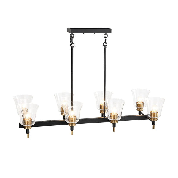 Chandelierias - Modern 8 - Light Seedy Bell Glass Kitchen Island Chandelier - Chandeliers - Black & Gold -