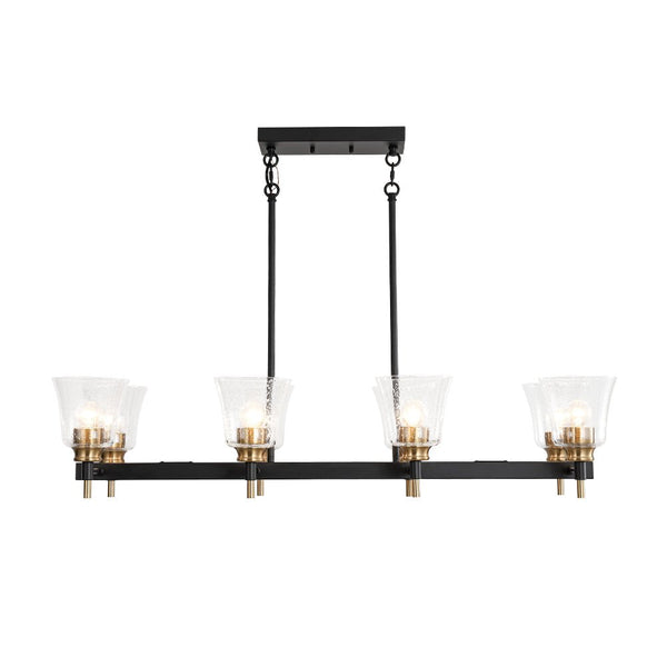 Chandelierias - Modern 8 - Light Seedy Bell Glass Kitchen Island Chandelier - Chandeliers - Black & Gold -