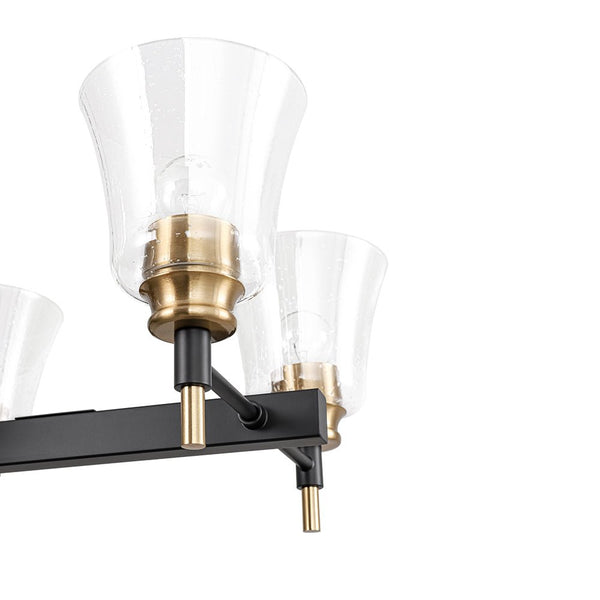 Chandelierias - Modern 8 - Light Seedy Bell Glass Kitchen Island Chandelier - Chandeliers - Black & Gold -